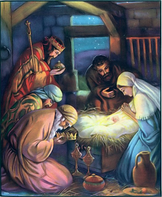 Wise men giving gifts to the new born king Matthew 2:11